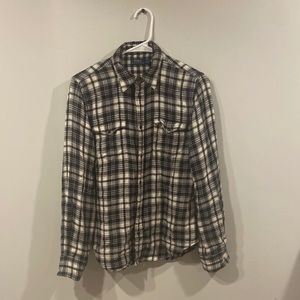 Black and white long sleeve flannel shirt